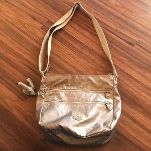 Kipling satchel bag metallic gold